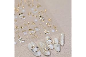 MAIGITUR 5D Embossed Christmas Nail Art Stickers Gold Crystal Ball Nail Stickers Self-Adhesive Wreath Xmas Tree Snowman Elk Snowflakes Nail Decals for Women Girls Winter Xmas Holiday Manicure DIY Nail Supplies