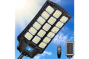 ZIZIWIN 14000W Solar Street Lights Outdoor Waterproof, Solar Powered LED Flood Light Outside, Wide Angle Security Parking Lot Light Dusk to Dawn, Motion Sensor, Pole or Wall Mounted, Remote Control