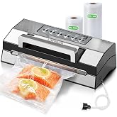 Precision Fast-Vacuum Sealer, LIWUNON Automatic Vacuum Sealer for Food, Powerful Vacuum with 17mm Dual Heat Seal, MoistSeal Control, Built-in Cutter&amp;Bag Storage, Food Vacuum Saver Machine, 2 Bag Rolls