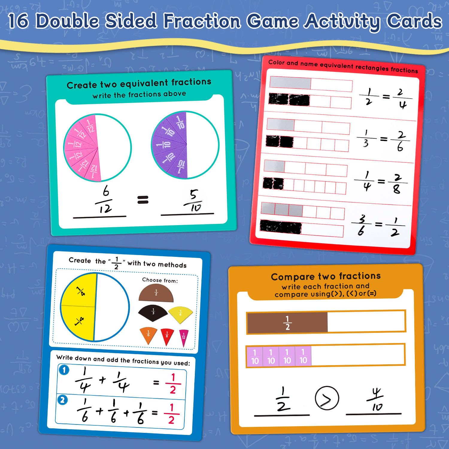 Magnetic Fraction Tiles & Fraction Circles Set-Fraction Manipulatives, Math Manipulatives 4th Grade, Classroom Must Haves Teaching Tools-Fraction Games & Algebra Tiles & Fraction Strips for Kids
