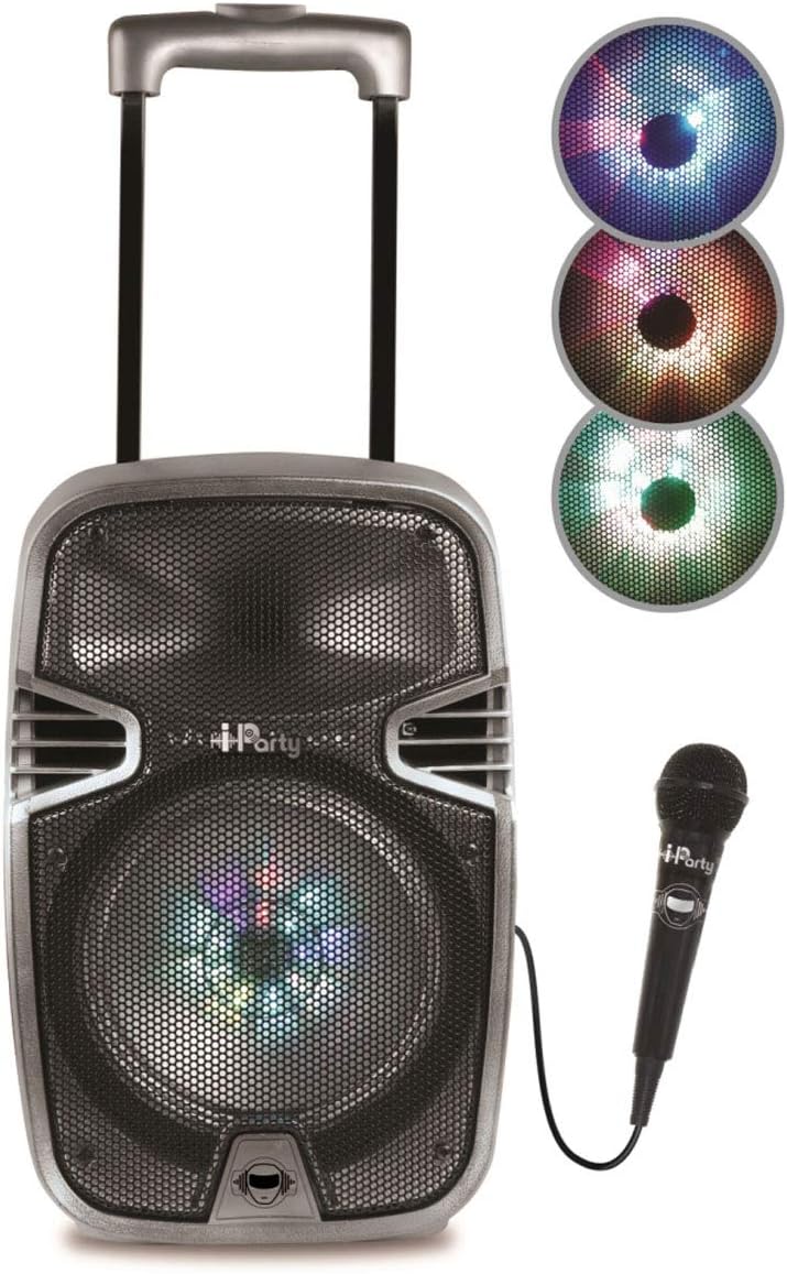 LEXIBOOK, iParty, Bluetooth Karaoke Speaker, Trolley with Light Effects and mic Included, Rechargeable Battery, Black/Silver, K8250 - Image 5