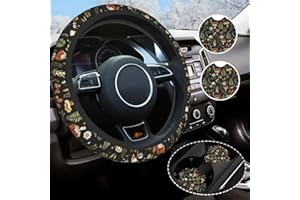 YOBVEC Mushroom Steering Wheel Cover Universal 14.5-15 Inch Non-Slip Mushroom Car Accessories for Women Men