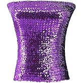 Women's Sparkling Sequins Tube Top Strapless Stretchy Tank Top Crop Top Sexy Bra Party Costume Clubwear