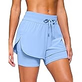 Soothfeel Women's 2 in 1 Running Shorts 5" Athletic Shorts High Waisted Workout Gym Tennis Exercise Shorts with Liner Pocket
