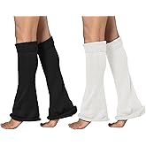 WODECASA Girls Kawaii Leg Warmers Knitted Flared Leg Sleeves Goth Crochet Baggy Cuff Ankle Heap Socks
