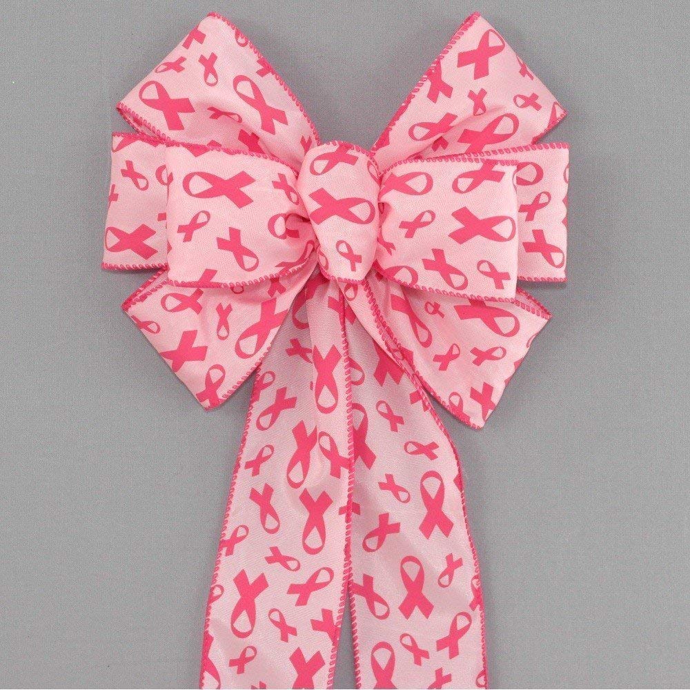 Breast Cancer Awareness Wreath Bow in 2 Size Options Handmade