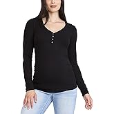 Motherhood Maternity Womens Long Sleeve V-Neck Side Ruched Henley Pregnancy Tee Shirt