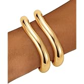 HMGADN Chunky Gold Bangle Bracelets for Women, Gold Twist Cuff Bracelet | Trendy Stackable Bangles Set Fashion Jewelry Gifts