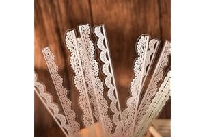 Obujopal 40 Pcs Transparent Lace PET Stickers for Scrapbooking Junk Journal Card Making Collage Diary Planner Notebook Letter Photo Album Craft Project Decoration, 5 Patterns (Brown)