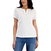 Women's Cotton Keyhole-Cutout Top