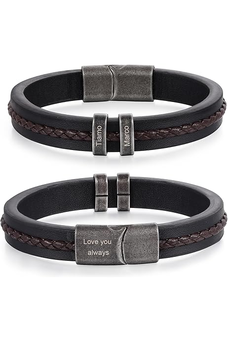Men Bracelet Leather Jeweidea Personalized Leather Bracelet With