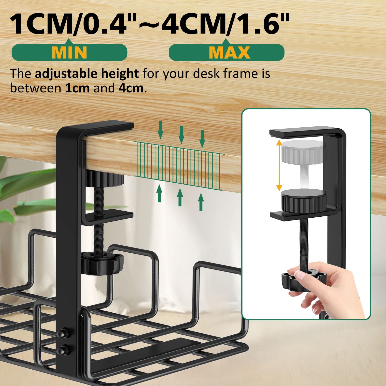 Mua Under Desk Cable Management Tray, L 15.7''W 6.3'' No Drill Steel ...