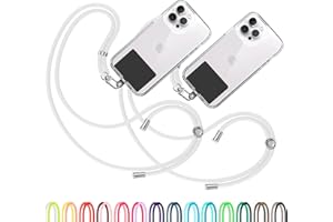 TBOC 2X Cell Phone Lanyard [White] - Comfortable Universal Smartphone Lanyard - Easy to Use Neck Phone Holder [Black Patch] - Adjustable Length Phone Strap Crossbody - Fits All Mobile Phones