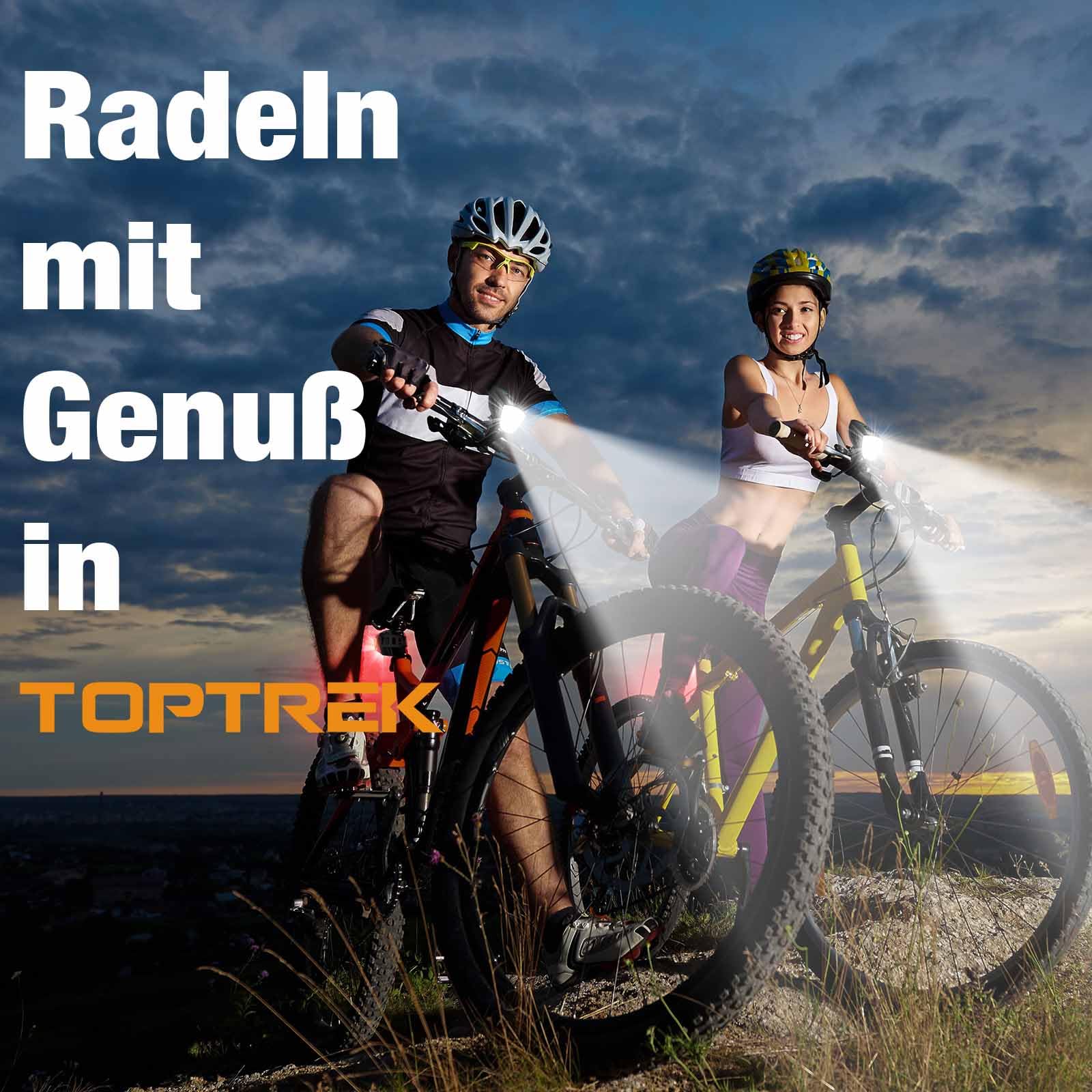toptrek Fahrradlicht Set 100LUX, Fahrradbeleuchtung Set USB Aufladbar, Fahrradlampe StVZO Zugelassen, Fahrrad Lichter Led Set IPX5 Wasserdicht Vorne Frontlicht & Rücklicht Set… (100 LUX) 7