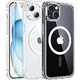 FNTCASE Magnetic for iPhone 15/14/13 Case, Clear | Fit for Magsafe, with Screen Protector, Military Grade Drop Protection Cover, Slim Phone Cases, Shockproof Bumper