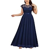 Miusol Women's Formal Floral Lace Plus Size Bridesmaid Party Maxi Dress
