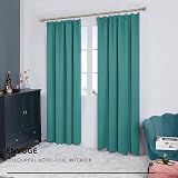 Deconovo Pencil Pleat Curtains 2 Panels Turquoise 55 x 70 Inch Blackout view 5