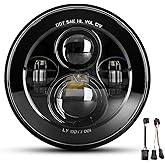 Dot Approved 7Inch Black LED Headlight Compatible with Motorcycle Tour,FLD,Softail Heritage,Street Glide,Road King,Electra Glide,Yamaha V-Star Road Star Wrangler