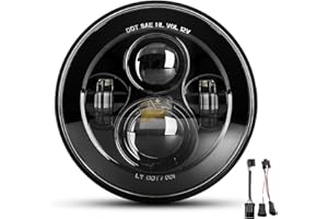 LX-LIGHT Dot Approved 7Inch Black LED Headlight Compatible with Motorcycle Tour,FLD,Softail Heritage,Street Glide,Road King,Electra Glide,Yamaha V-Star Road Star Wrangler