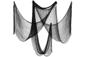 Biubee 5Pcs Halloween Black Creepy Cloth- Spooky Gauze Fabric Cloth Halloween Decorations Clearance for Haunted Horror House Halloween Party Doorway Outdoors Decoration (30" × 72")