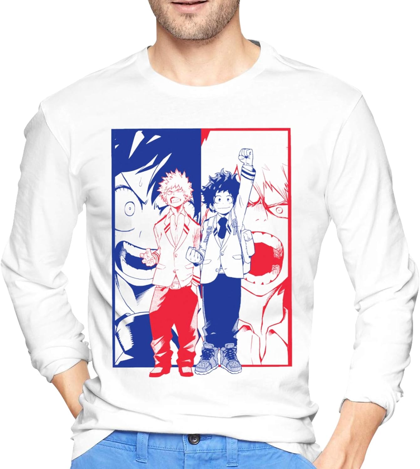 LMHBLTOP Mens My Hero Academia T Shirt Funny Long Sleeve