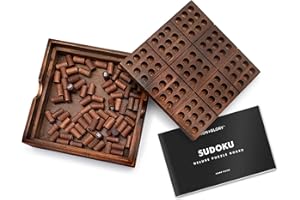 Iron & Glory Wooden Sudoku Board Game - Wooden Sudoku Puzzle - Brain Teaser Games for Adults - Portable Travel Games - Family