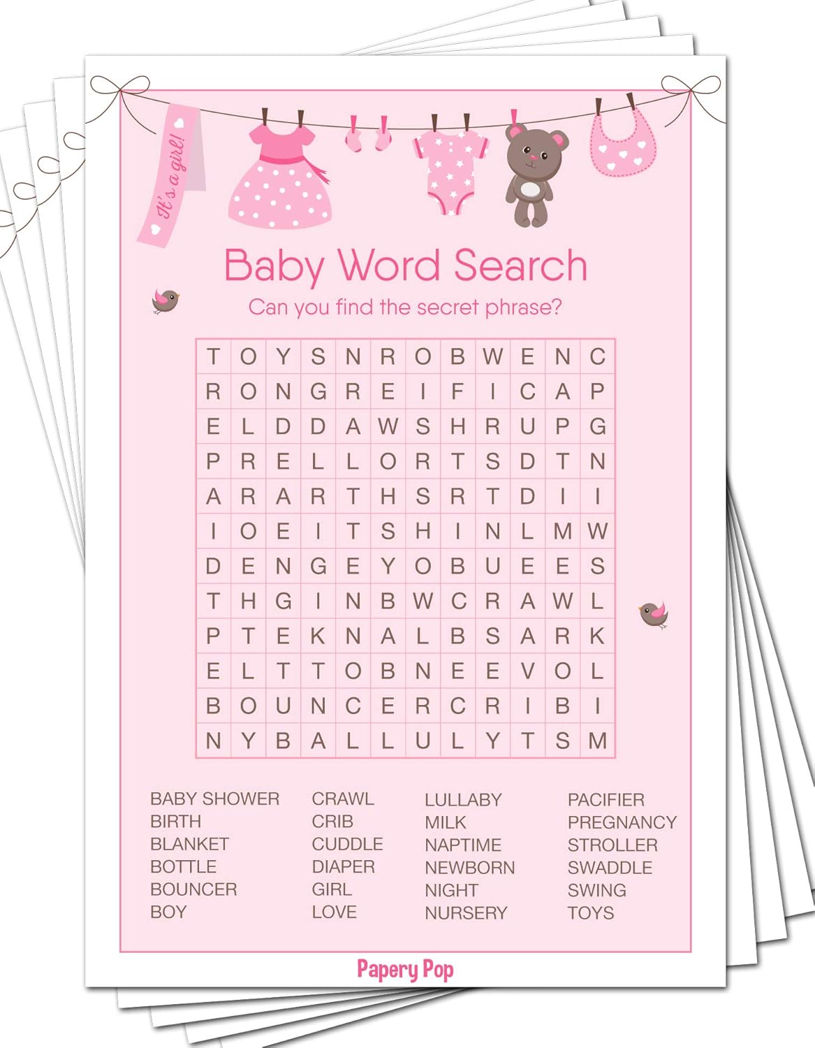 Baby Word Search Game Cards Pack Of 50 Baby Shower Games Ideas For Girl Party Activities Supplies Amazonca Toys Games Baby Word Search Game Cards Pack Of 50 Baby Shower Games Ideas For Girl Party Activities Supplies Amazonca Toys Games