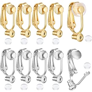 Clip on Earring Converter, 10 Pcs Earring Clip on Converter Pierced to Clips 10 Pcs Silicone Earrings Pads Non-Pierced Earrin