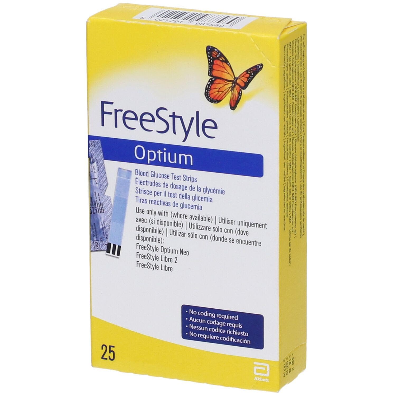Freestyle Optium Blood Glucose Test Strips 25