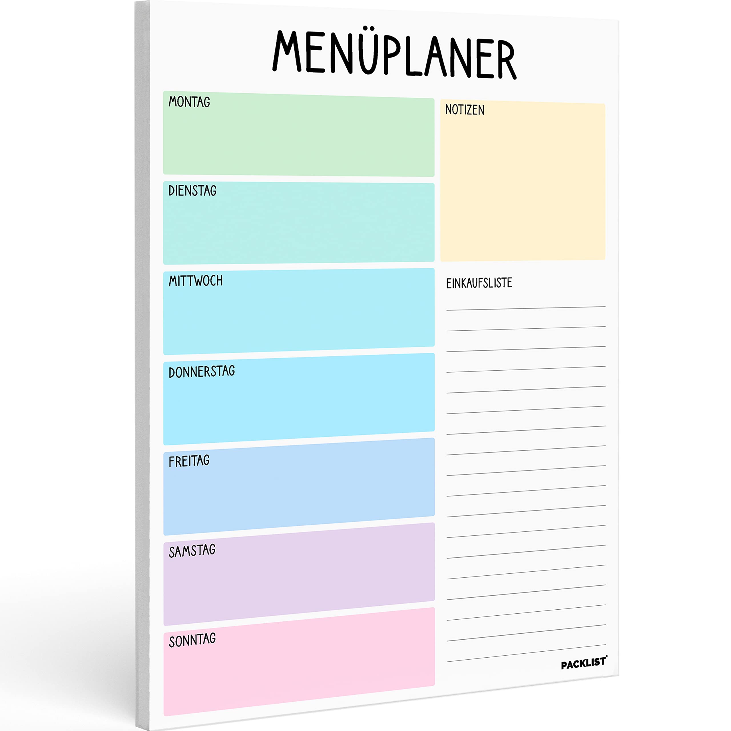 PACKLIST Menüplaner Block A4, Essensplaner - Einkaufsliste Woche Block für die Ganze Woche, 52 Blatt - Essensplan für Eine Gesunde Ernährung, Gewichtsabnahme oder Ein Leckeres Menü für die Familie — image 1