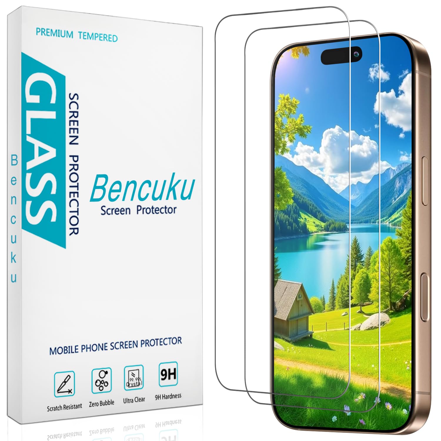 Photo 1 of Bencuku (2 Pack) Designed for iPhone 17 Tempered Glass Screen Protector, Full Coverage, Anti Scratch, Bubble Free