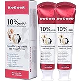 KeLeek 2PCS 10% Nano-Hydroxyapatite Bee Wasp Venom Whitening Toothpaste for Remineralizing Enamel & Sensitive Relief,Gingivitis Bleeding Gum Treatment Repair, Fights Plaque - 120MIN Fresh Breath