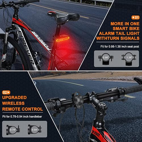 Upgraded Remote]ONVIAN Smart Bike Tail Light with Turn Signals