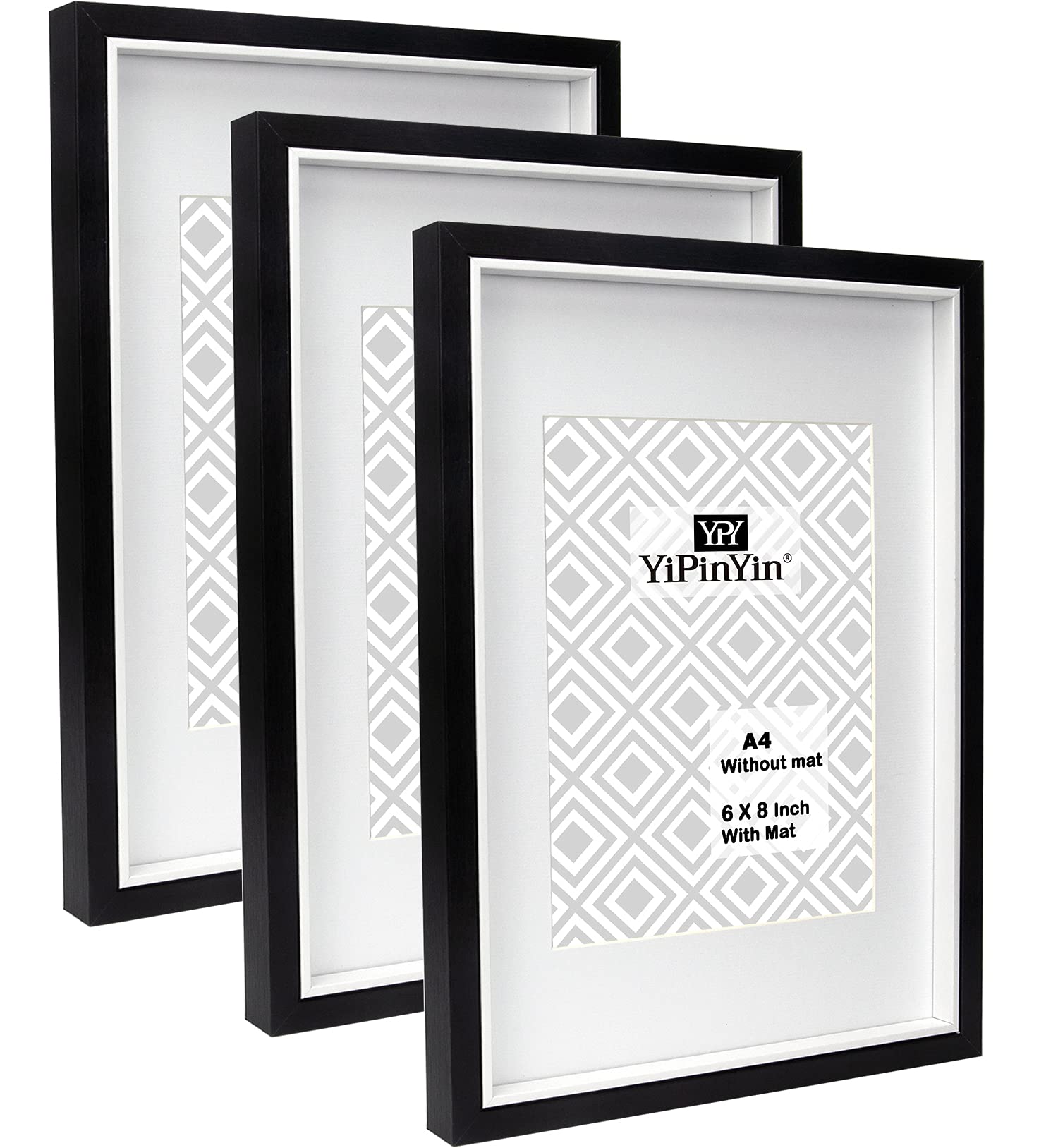 A4 Black & White Two Tone Pictture Frame Set Of 3 with mount for 8x6 /A5 frame, Garllery A4 Inlay Picture Frame 3 pack,A5 photo frames With PVC For Wallmounted & Desk Top