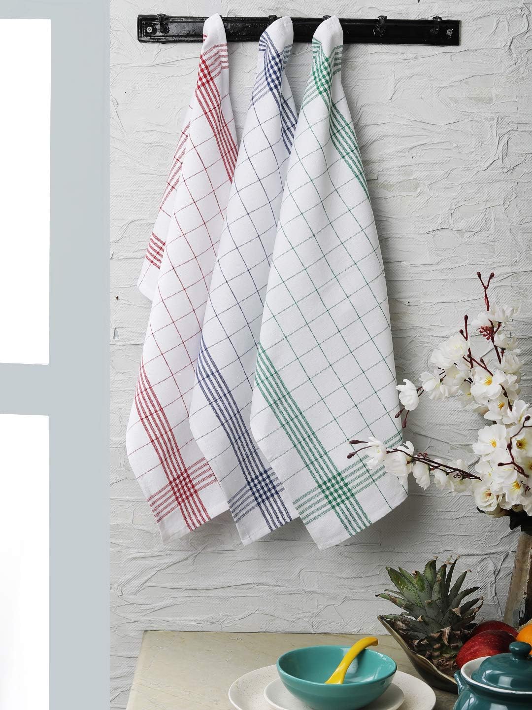 DG Collections Kitchen Dish Towels, 100% Natural Cotton, Set of 12 (16x28 Inches), Multi-Purpose Kitchen Towels, Very Soft, Highly Absorbent, Lint Free, Waffle Design Tea Towels for Kitchen Decor: Home & Kitchen