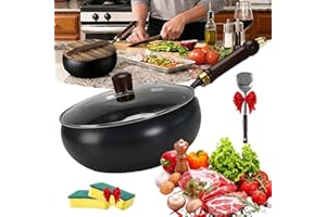 Uncoated Thick Iron Pot, Japanese Uncoating Cast Iron Pot, 9.5/10/11" Carbon Steel Wok Pan Without Lid, Hand Crafted Iron Fry