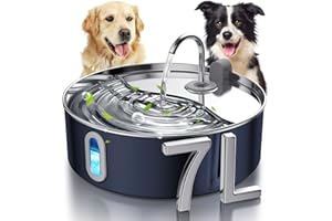 SMARTOO Dog Water Fountain Stainless Steel, 7L/236oz/1.8Gal Pet Water Fountain for Large Dogs, Automatic Dog Water Dispenser with Water Level Window, Ultra-Quiet Pump, Multi-Filtration System - Navy
