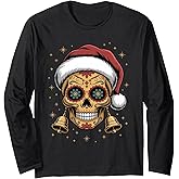 Christmas Sugar Skull Art Woman Santa Hat Festive Design Long Sleeve T-Shirt