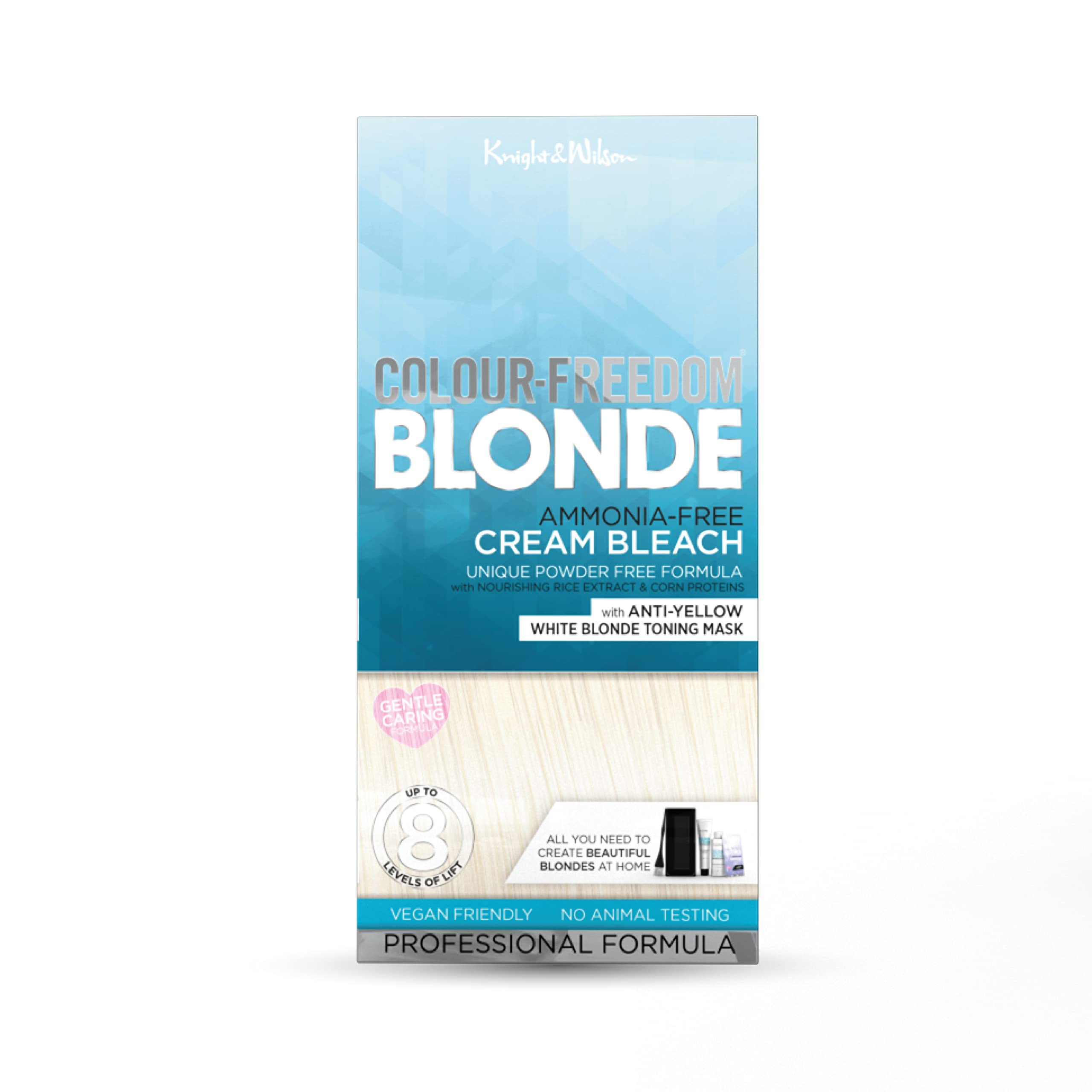 Knight & Wilson Color-Freedom Cream Hair Bleach Kit. Ammonia-Free Formula Lifts up to 8 Shades. Protects & Repairs While Lightening. Complete Hair Bleaching kit with Tint Bowl, Brush, Gloves & Cap