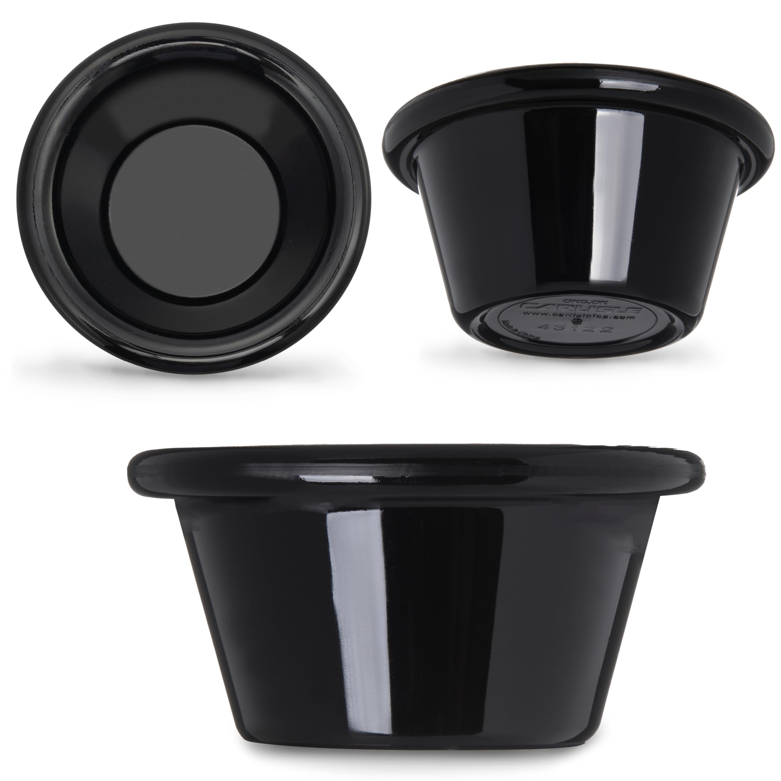 Carlisle FoodService Products CFS Plastic Round Ramekin, 2 Ounce, Black
