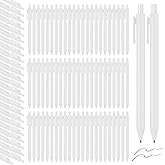 Fulmoon 50 Pcs Ballpoint Pens Bulk Retractable Comfortable Writing Pens Cute Christmas Back to School Supplies in Medium Point 1.0 mm for Teacher Student Baby Shower (White)