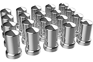SHUNMO 33MM Chrome ABS Plastic with Flange Push on Pointed Lug Nut Covers Caps for Semi Truck Wheels Hubcap Accessories (Pack of 20)