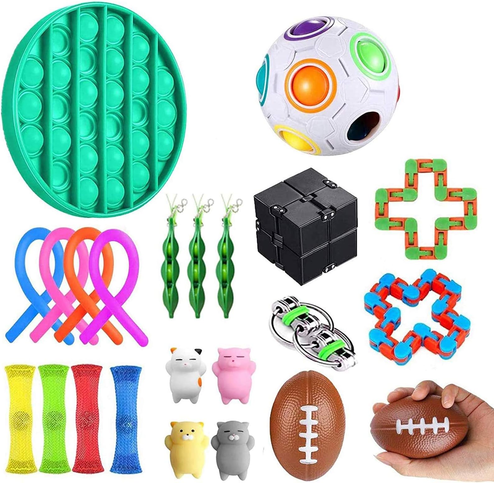 Push pop pop Bubble Sensory Fidget Toy,Autism Special Needs Stress Reliever Silicone Stress Reliever Toy,Squeeze Sensory Toy (19PCS)