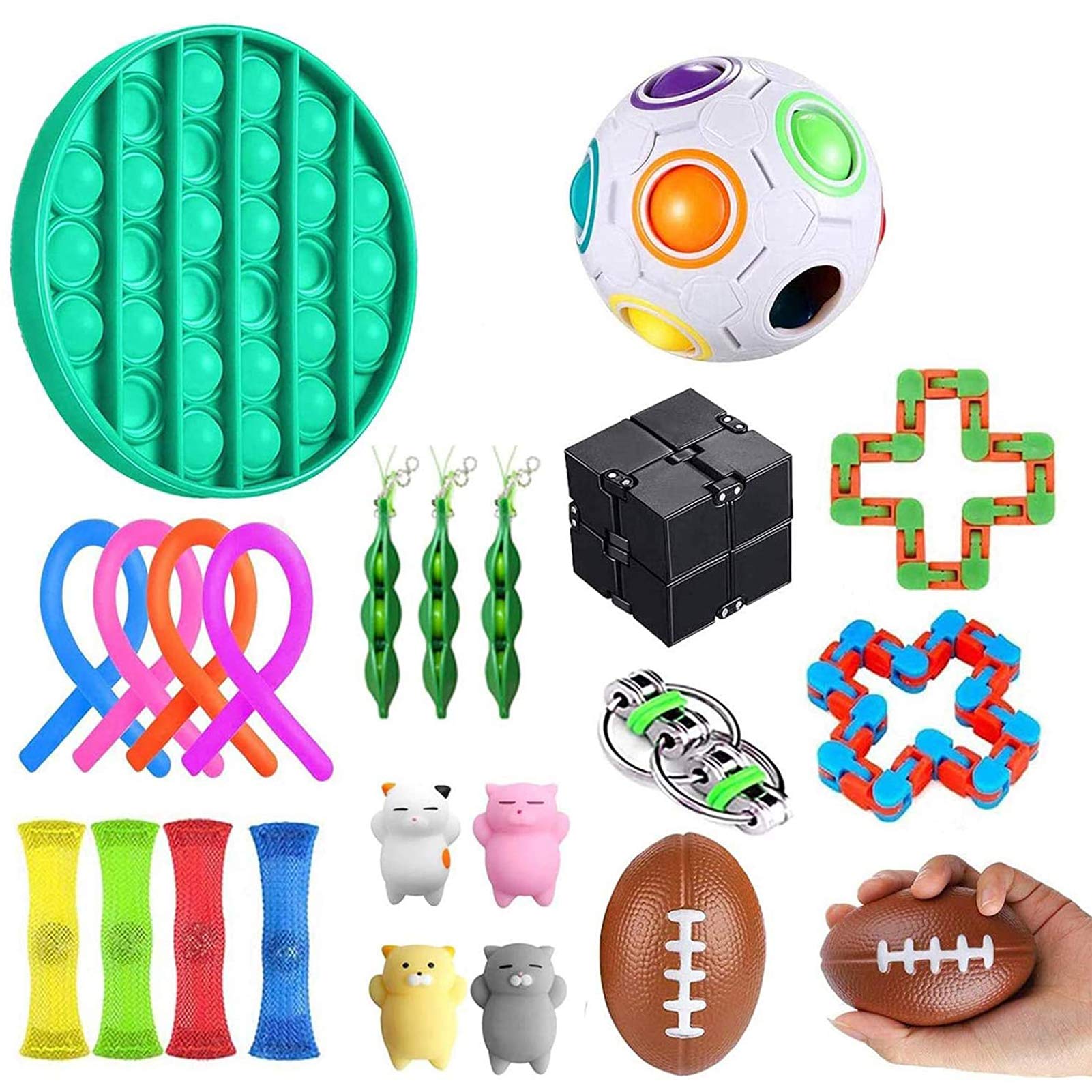 Push pop pop Bubble Sensory Fidget Toy,Autism Special Needs Stress Reliever Silicone Stress Reliever Toy,Squeeze Sensory Toy (19PCS)