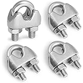 Jamiikury 12pcs M3 Wire Rope Clamp, 1/8 inch Cable Clamps Stainless Steel Wire Rope Clips
