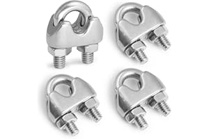 Jamiikury 4pcs M3 Wire Rope Clamp, 1/8 inch Cable Clamps Stainless Steel Wire Rope Clips