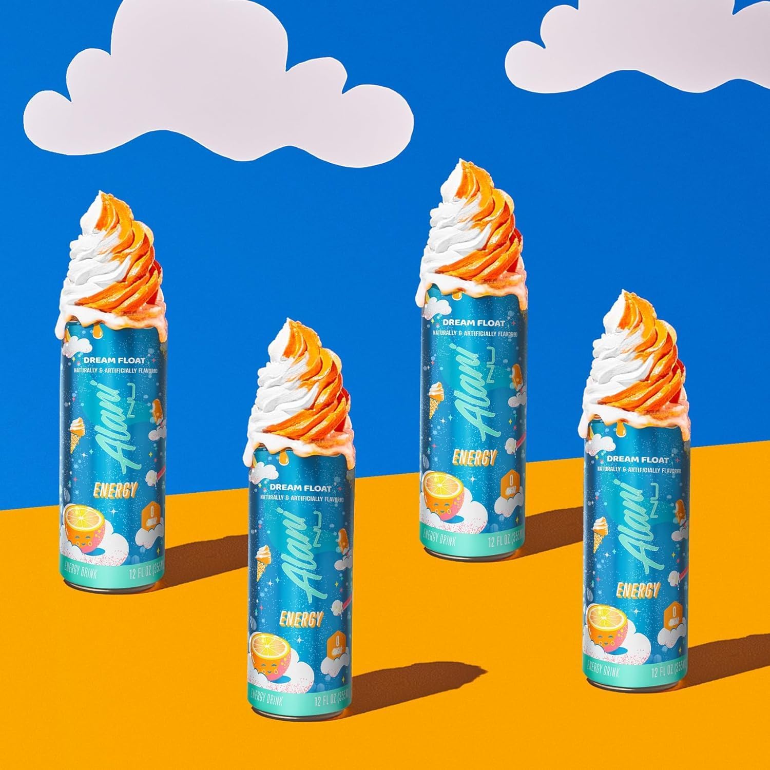 Alani Nu DREAM FLOAT, Sugar Free, Low Calorie Energy Drinks, 200mg Caffeine, Biotin, B Vitamins, Zero Sugar, 10 Calories, 12 Fl Oz Cans, 24 Pack