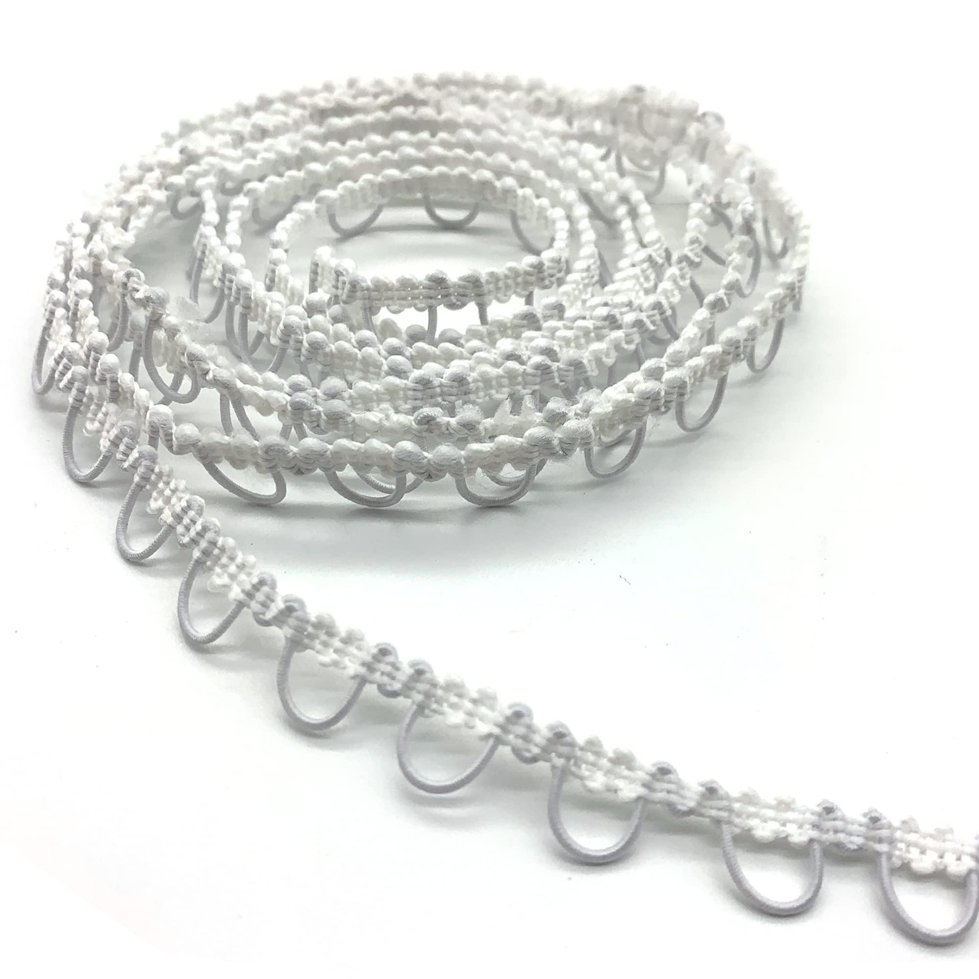 DHER Wedding Elastic Band 9m Buttonhole Elastic Cord Women Collar Stretch Buckle Lace Stretch Buttonhole Ornament Wedding Stretch Buttonhole Sewing Ornament Stretch Band(#2),White,M