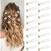 16Pcs Bridal Wedding Hair Pins with Flower and Pearl Designs, Gold Bridal Hair Accessories for Brides and Bridesmaids (Gold)