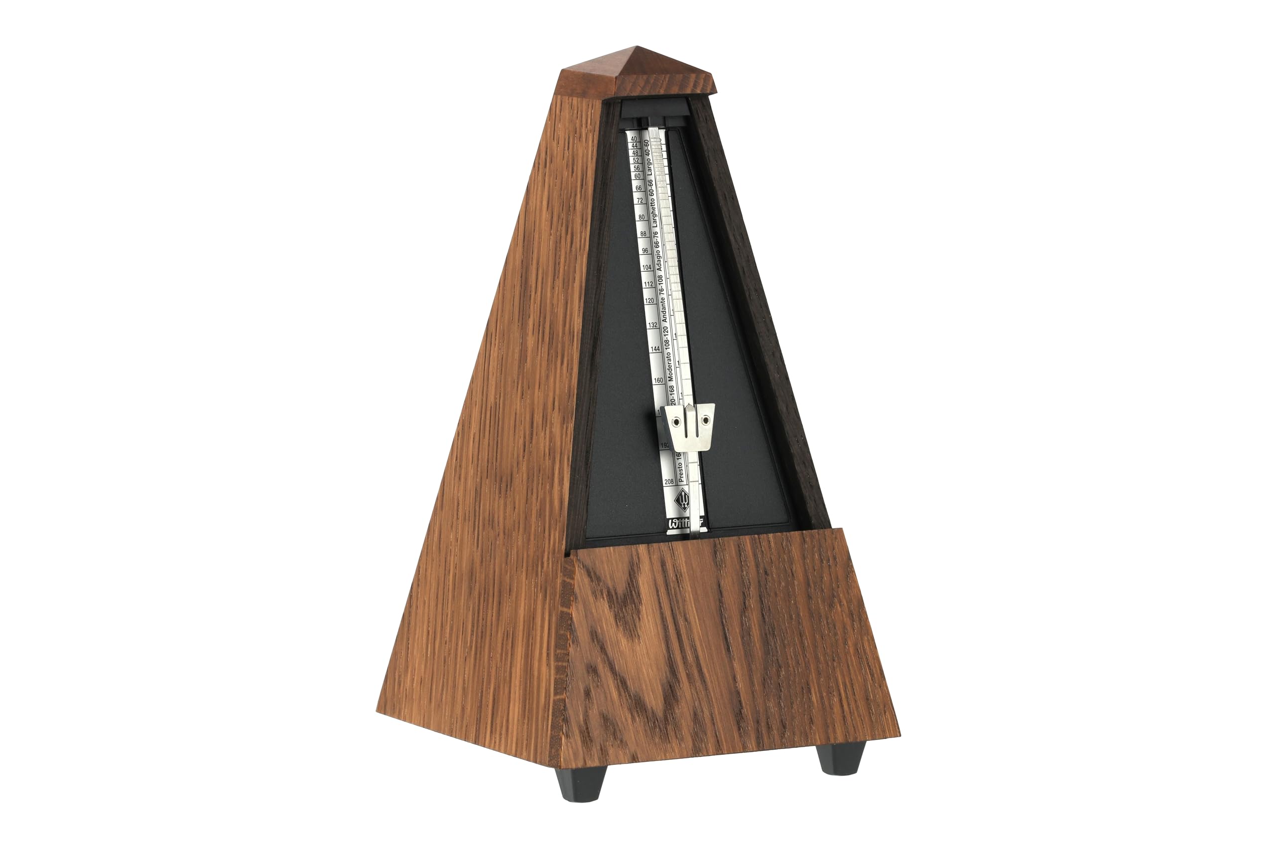 Wittner Metronome Taktell Pyramid Shape System Maelzel Series 800 - Solid wood casing - Without bell - Matte brown oak - Mechanically wound - No batteries required - Made in Germany — image 1
